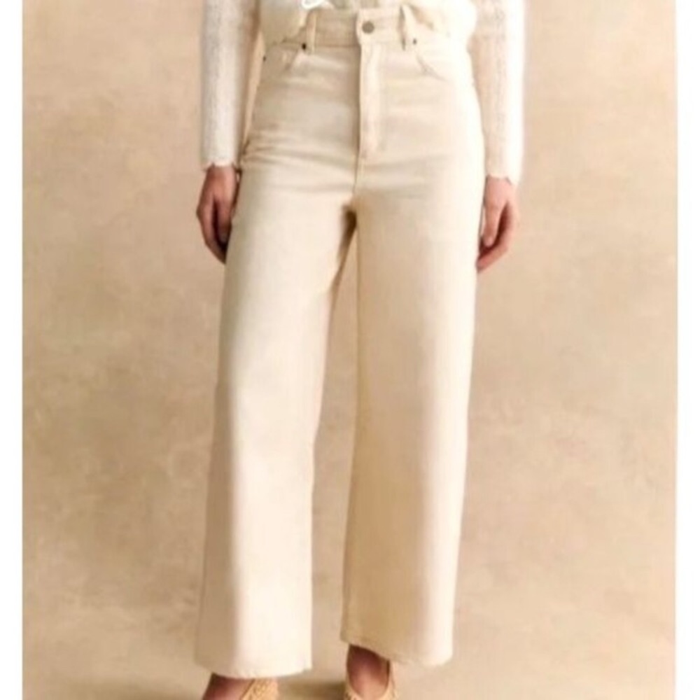 Sezane Wide-Leg Jeans in Cream